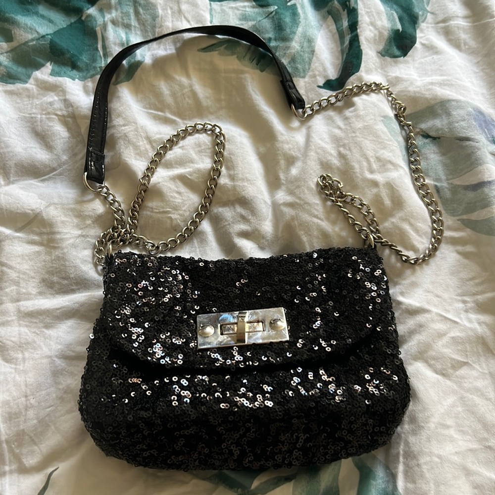 Party sequin black shoulder bag forever 21